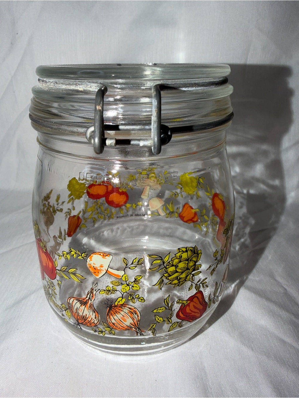 Vintage Arcoroc France Glass Canister Vegetable Garden Tomato Mushroom - Picture 7 of 12